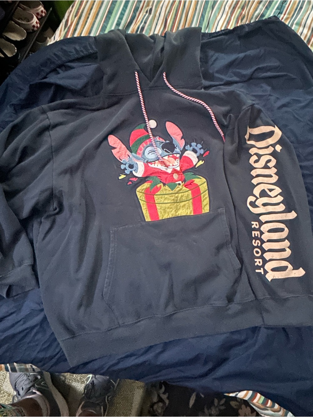 Disney Navy Hoodie with Festive Stitch Gift Graphic